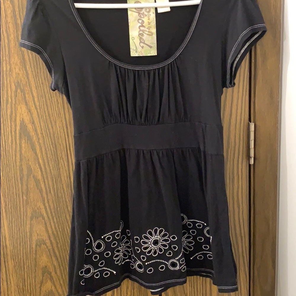 Black Top with White flowers